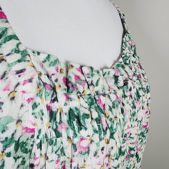 Reitmans Peasant‎ Blouse Womens Medium Smocked Ditsy Cottagecore Farmhouse Boho - Picture 3 of 12